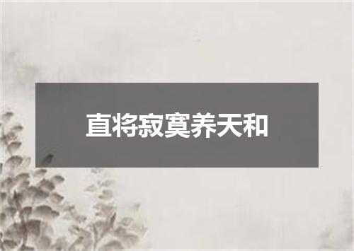 直将寂寞养天和