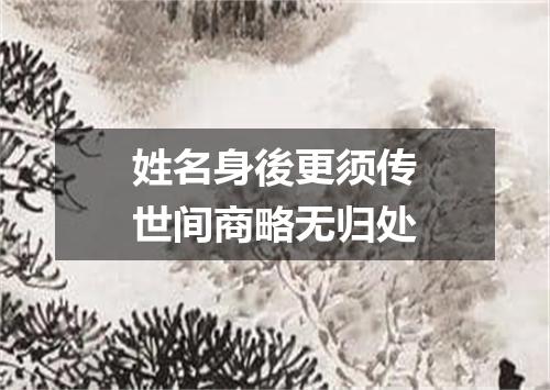 姓名身後更须传世间商略无归处