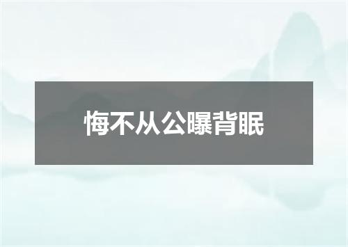 悔不从公曝背眠