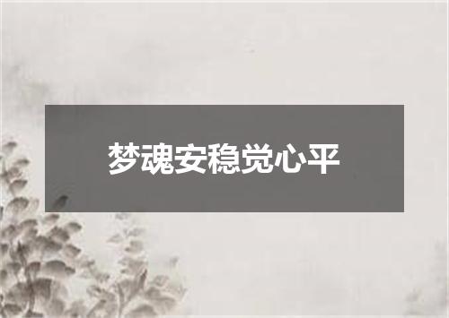 梦魂安稳觉心平