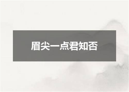 眉尖一点君知否