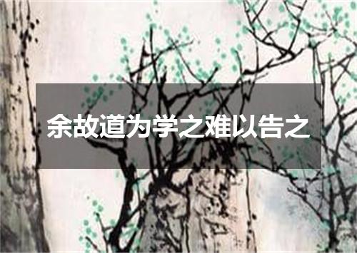 余故道为学之难以告之