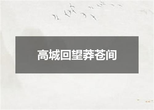 高城回望莽苍间