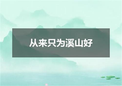 从来只为溪山好