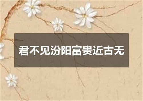 君不见汾阳富贵近古无