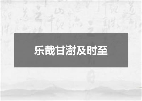 乐哉甘澍及时至