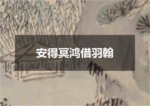 安得冥鸿借羽翰