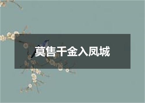 莫售千金入凤城