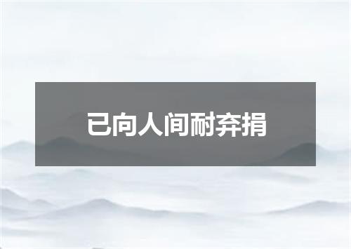 已向人间耐弃捐