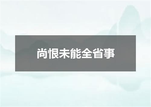 尚恨未能全省事