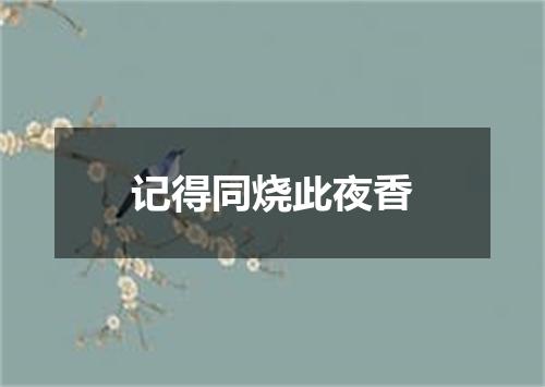 记得同烧此夜香