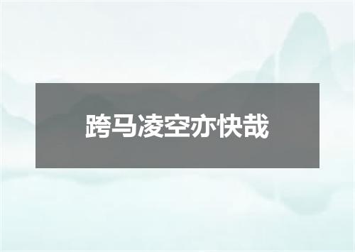 跨马凌空亦快哉