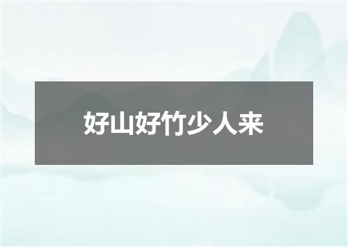 好山好竹少人来