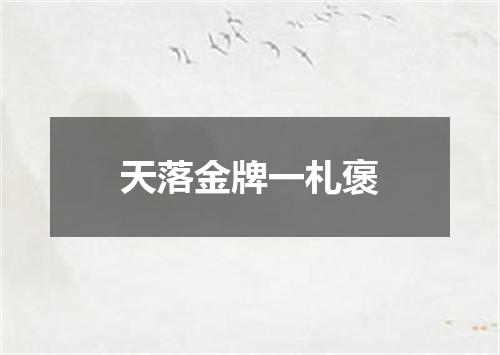 天落金牌一札褒