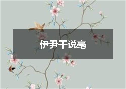 伊尹干说亳