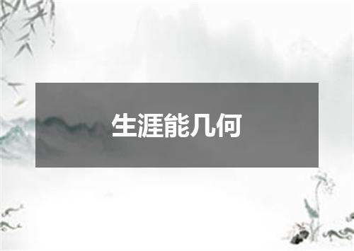 生涯能几何
