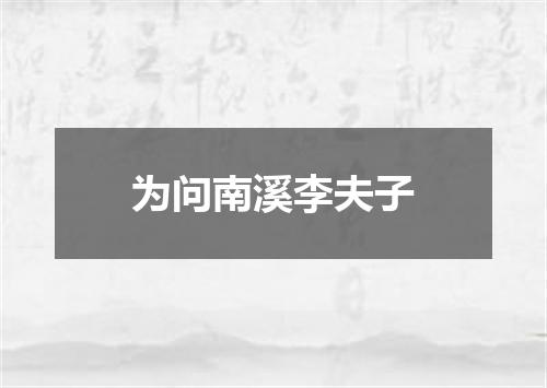 为问南溪李夫子