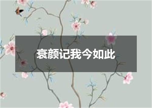 衰颜记我今如此