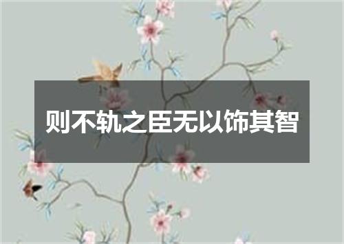 则不轨之臣无以饰其智