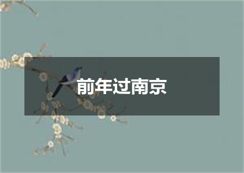 前年过南京