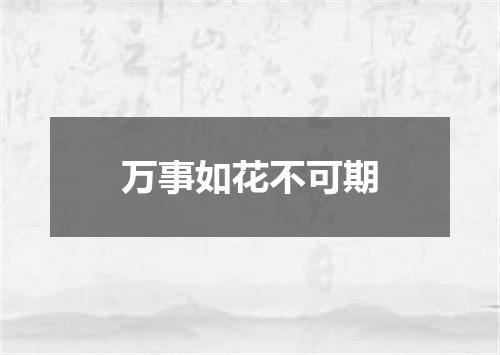 万事如花不可期