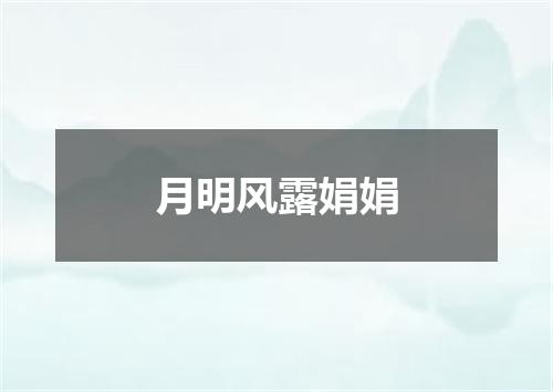 月明风露娟娟