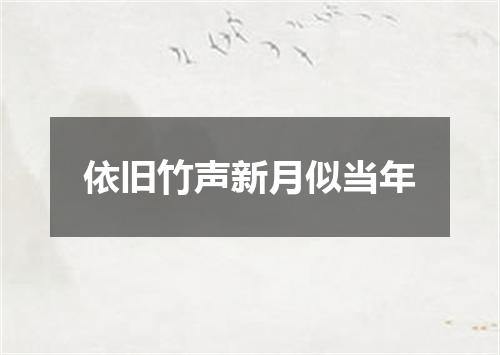 依旧竹声新月似当年
