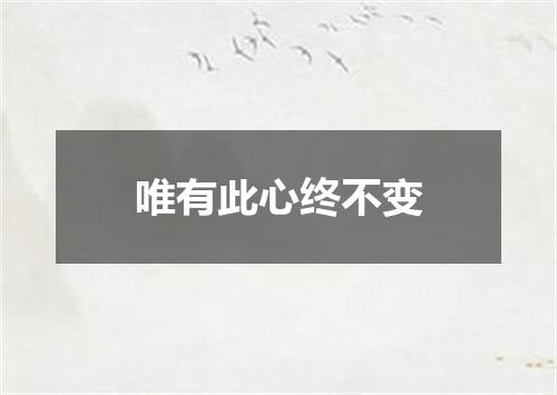 唯有此心终不变