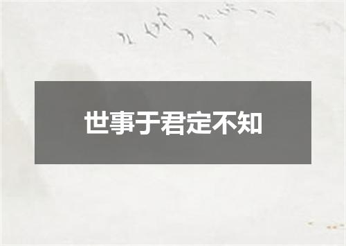 世事于君定不知