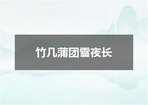 竹几蒲团雪夜长