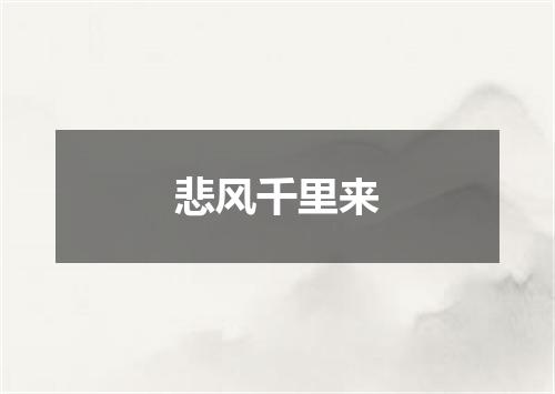 悲风千里来