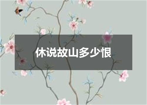 休说故山多少恨