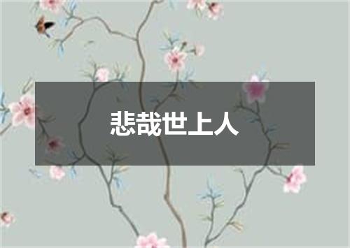 悲哉世上人
