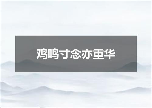 鸡鸣寸念亦重华