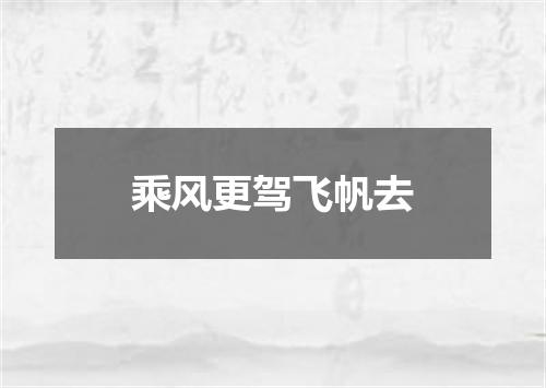 乘风更驾飞帆去