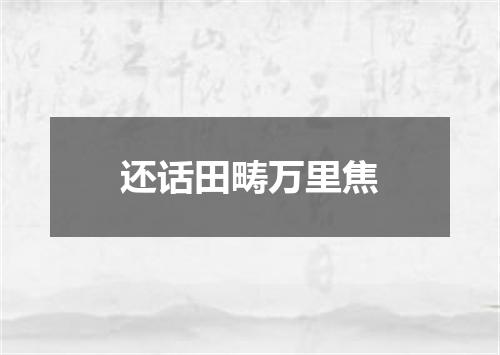 还话田畴万里焦