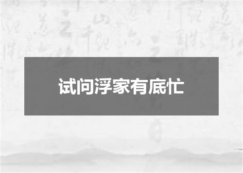 试问浮家有底忙