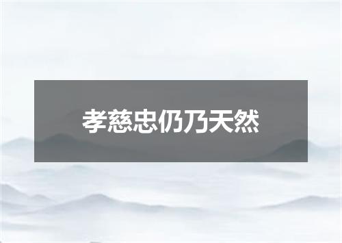 孝慈忠仍乃天然