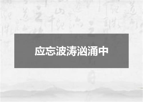 应忘波涛汹涌中