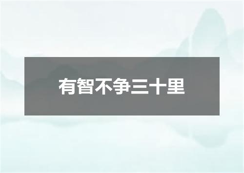 有智不争三十里