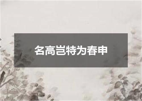 名高岂特为春申