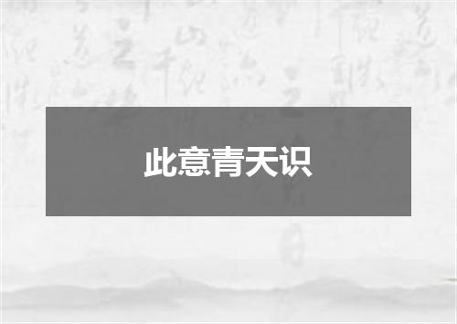 此意青天识