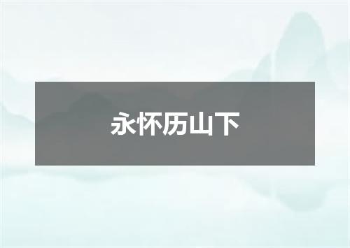 永怀历山下
