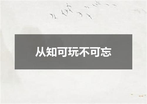 从知可玩不可忘