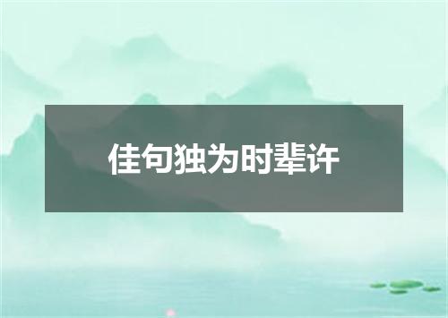 佳句独为时辈许