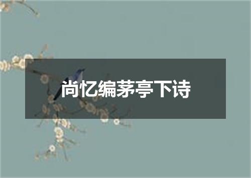 尚忆编茅亭下诗
