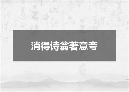 消得诗翁著意夸