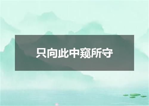 只向此中窥所守