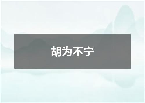 胡为不宁