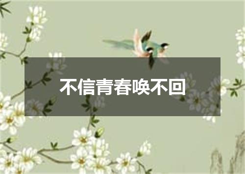 不信青春唤不回